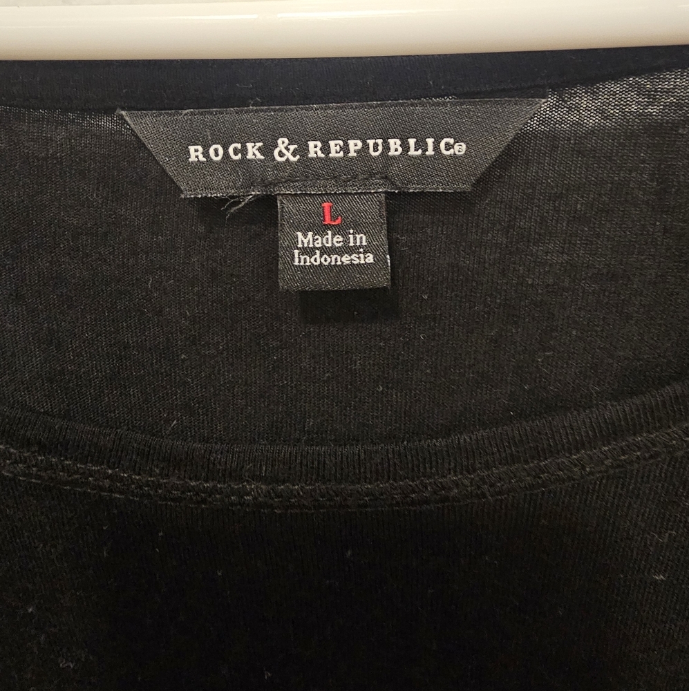 Rock & Republic Black Net Top With Gold Studs